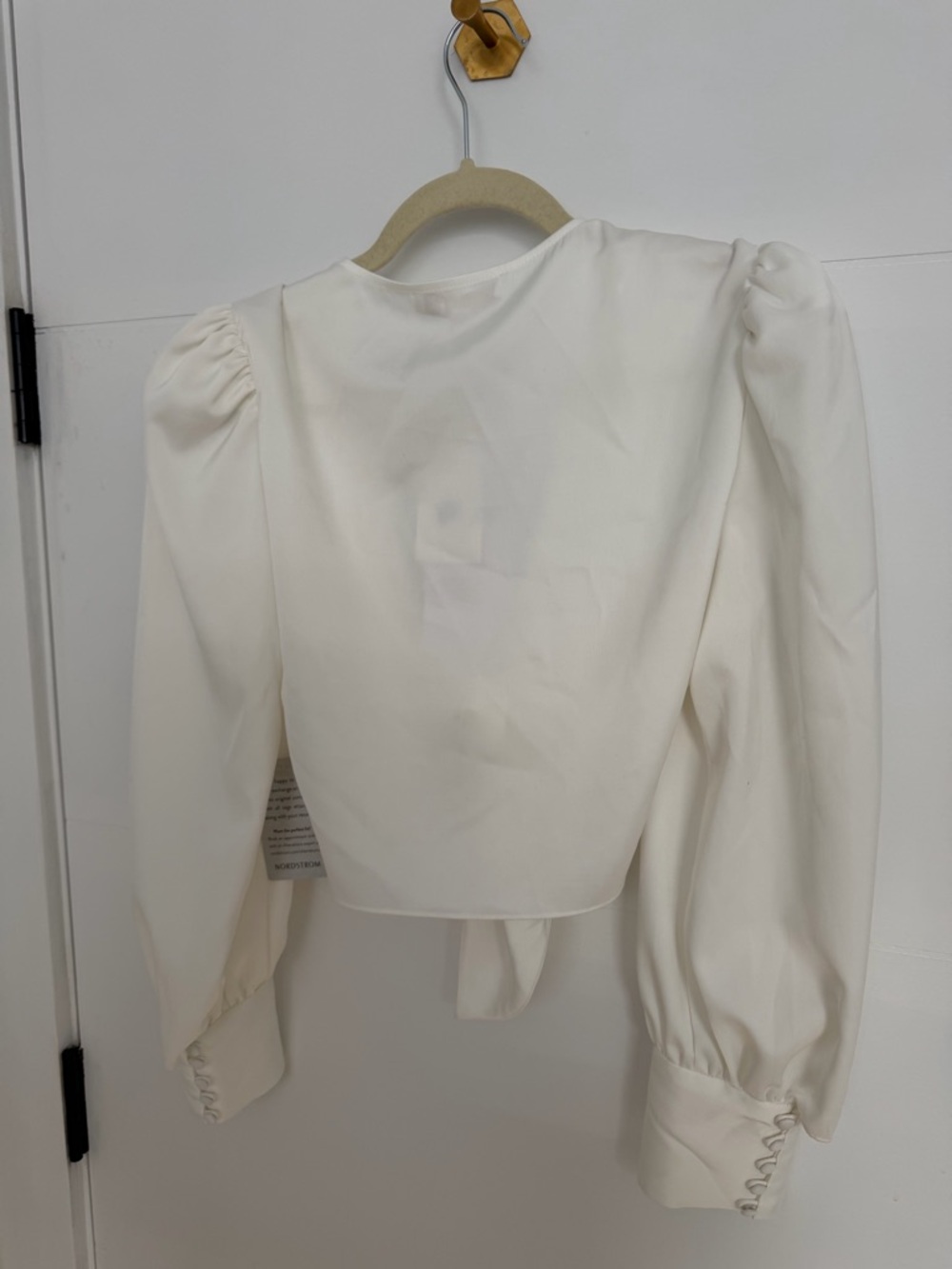 Wayf White Tie-Front Long Sleeve Crop Top - Picture 3 of 5